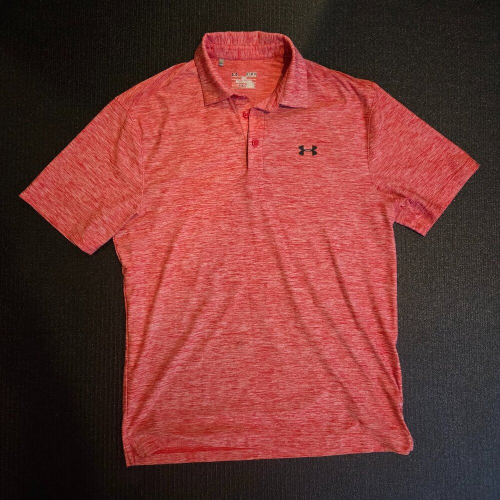 Under Armour Heat Gear Heather Red performance golf polo
